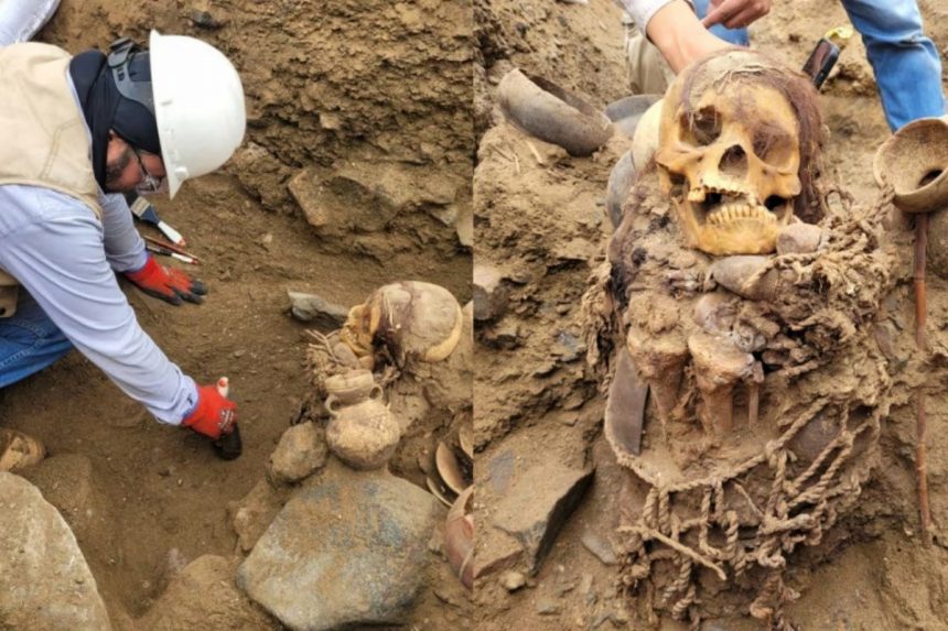 DESCUBREN ENTIERRO PREHISPÁNICO DE LA CULTURA CHANCAY DURANTE OBRAS EN PUENTE PIEDRA, PERÚ