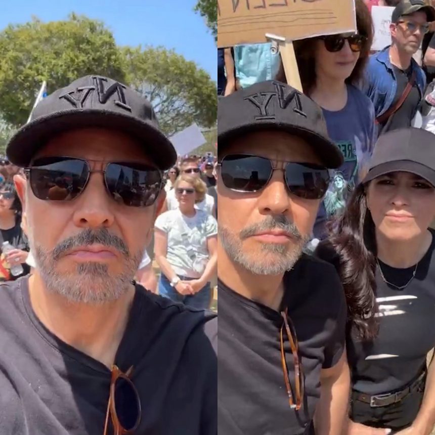 EUGENIO DERBEZ Y ALESSANDRA ROSALDO PARTICIPAN EN PROTESTAS CONTRA REDADAS MIGRATORIAS EN LOS ÁNGELES