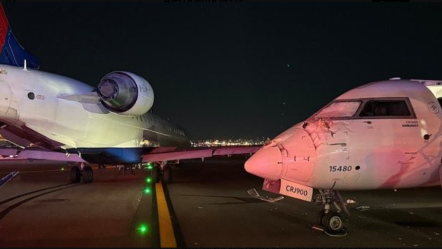 aviones 1 DOS AVIONES DE DELTA CHOCAN EN PISTA DEL AEROPUERTO LAGUARDIA DE NUEVA YORK