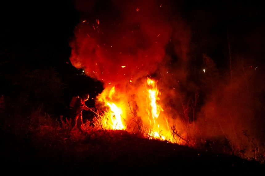 INCENDIO EN TERRENO CON VEGETACIÓN SECA GENERA ALERTA EN CARRETERA AL PUERTO DE LA LIBERTAD