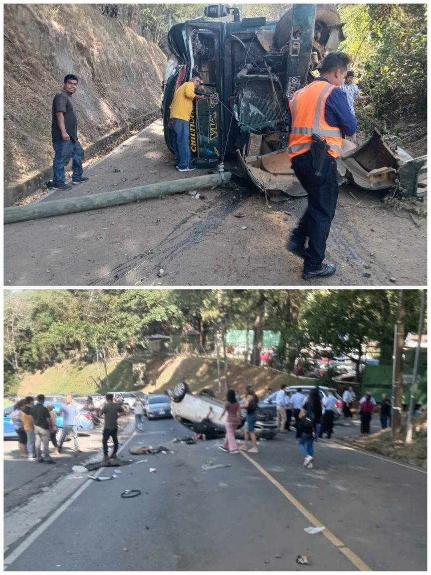 FUERTE ACCIDENTE DE TRÁNSITO INVOLUCRA A BUS EN CARRETERA A COMASAGUA, CERCA DE LA ESEN