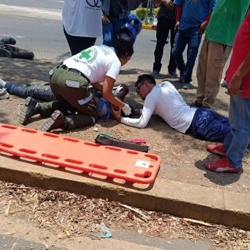 MOTOCICLISTA RESULTA LESIONADO TRAS ACCIDENTE EN SANTA ANA