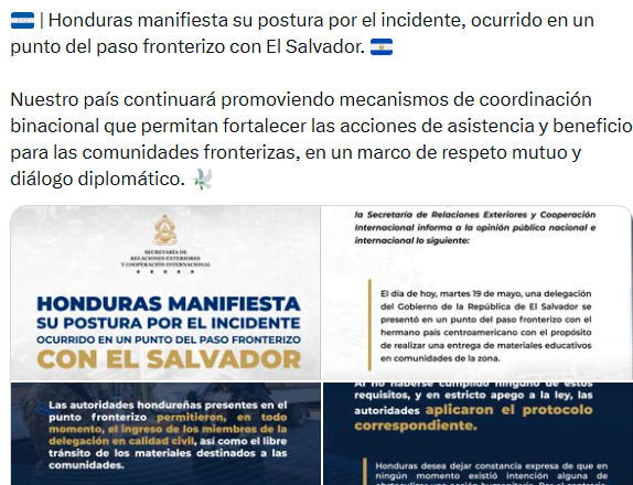 hondu 1 HONDURAS ASEGURA QUE NO IMPIDIÓ EL INGRESO DE PAQUETES ESCOLARES SALVADOREÑOS EN EXBOLSONES