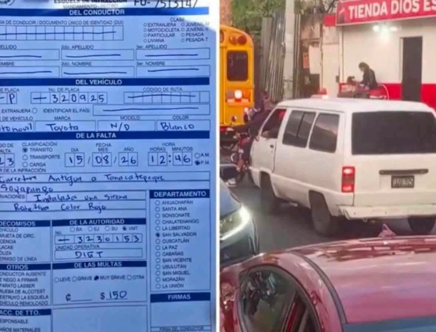 sirena 3 MULTAN CON $150 A CONDUCTOR DE MICROBUS POR USAR LUCES Y SIRENA DE EMERGENCIA SIN AUTORIZACIÓN