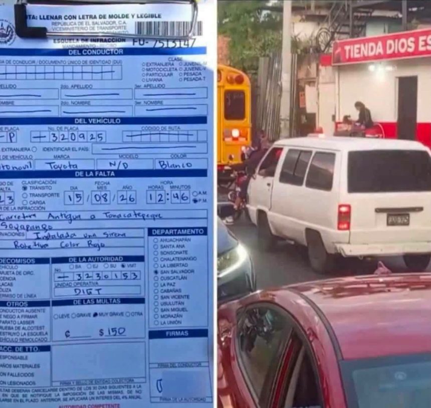 sirena 3 MULTAN CON $150 A CONDUCTOR DE MICROBUS POR USAR LUCES Y SIRENA DE EMERGENCIA SIN AUTORIZACIÓN