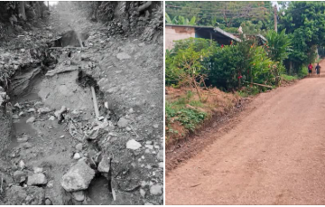 ANTES 5 RUTA ABRIENDO CAMINOS DE LA ALCALDÍA DE SANTA ANA CENTRO PERMITIÓ LA MEJORA EN LA CALLE EN EL CANTÓN LOMA ALTA