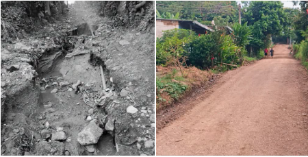 ANTES 5 RUTA ABRIENDO CAMINOS DE LA ALCALDÍA DE SANTA ANA CENTRO PERMITIÓ LA MEJORA EN LA CALLE EN EL CANTÓN LOMA ALTA