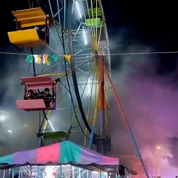 JUEGO MECÁNICO GENERA ALARMA TRAS DESPRENDER HUMO CON PERSONAS A BORDO EN ALEGRÍA, USULUTÁN