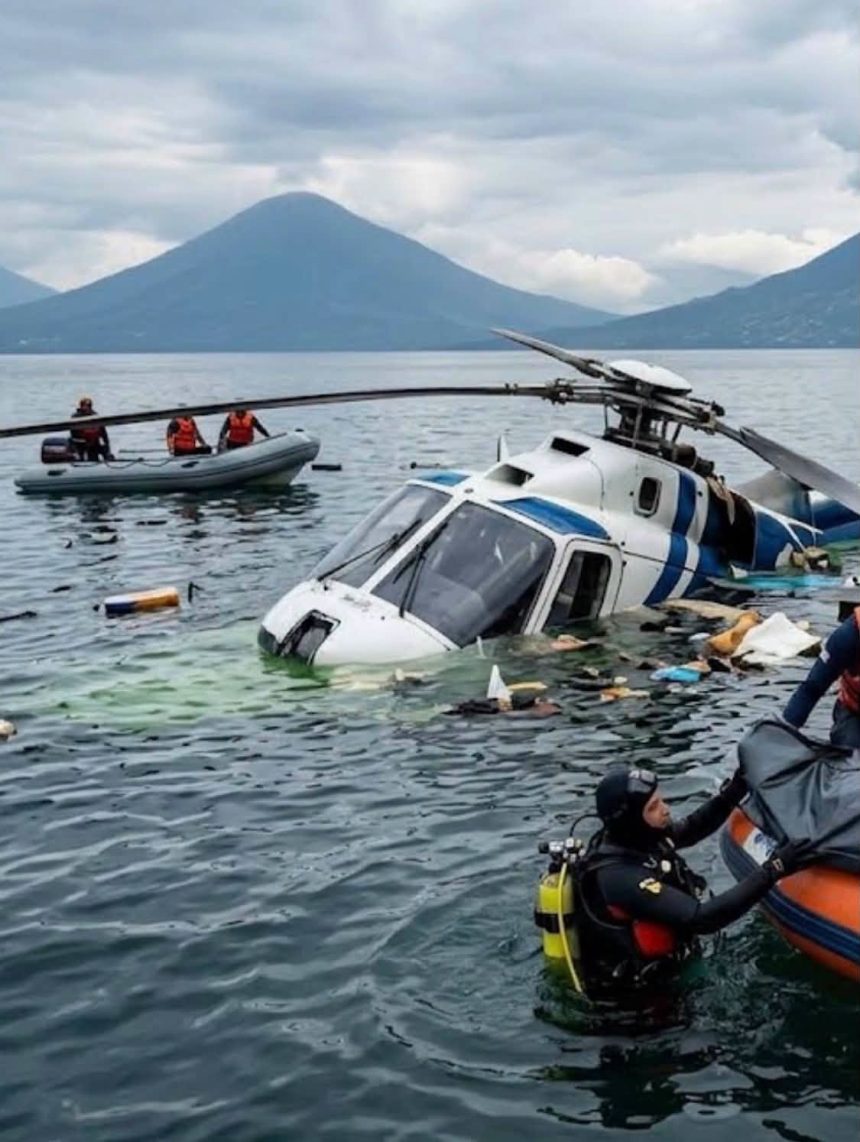 HELICÓPTERO CAE EN LAS AGUAS DEL LAGO DE ATITLÁN EN PANAJACHEL