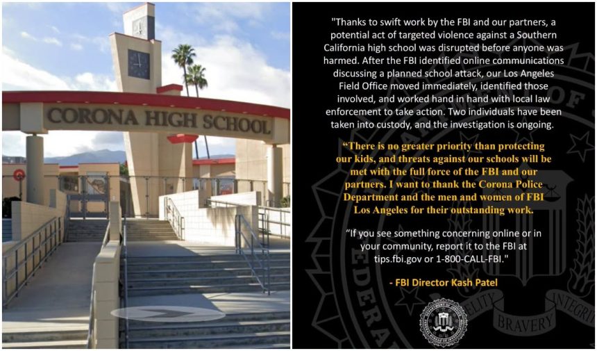 FBI ALERTA SOBRE PRESUNTO PLAN DE ATAQUE EN ESCUELA SECUNDARIA DE CALIFORNIA